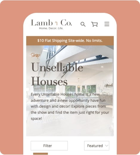 mobile hero section from the Lamb & co site