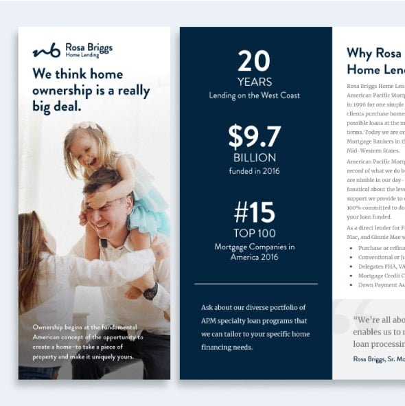 tri-fold brochure for a home lender