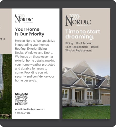 tri-fold brochure for Nordic Home Solutions, a home contractor