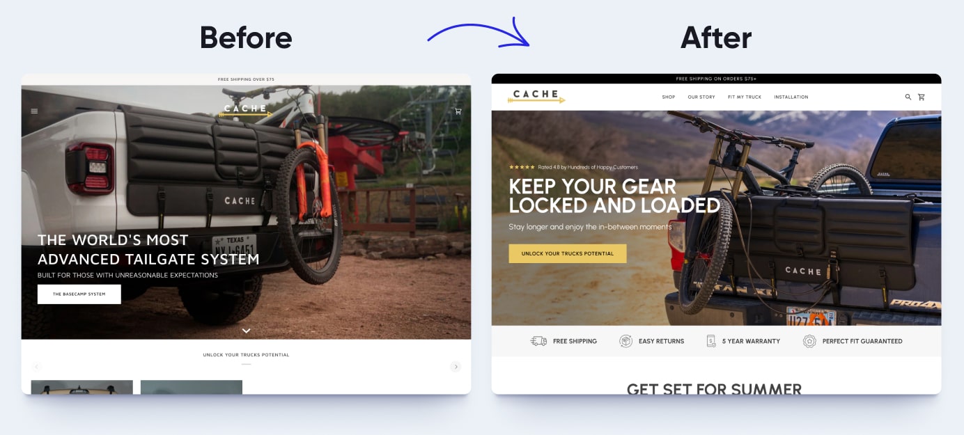 Hero redesign for Cache by Reciprocal