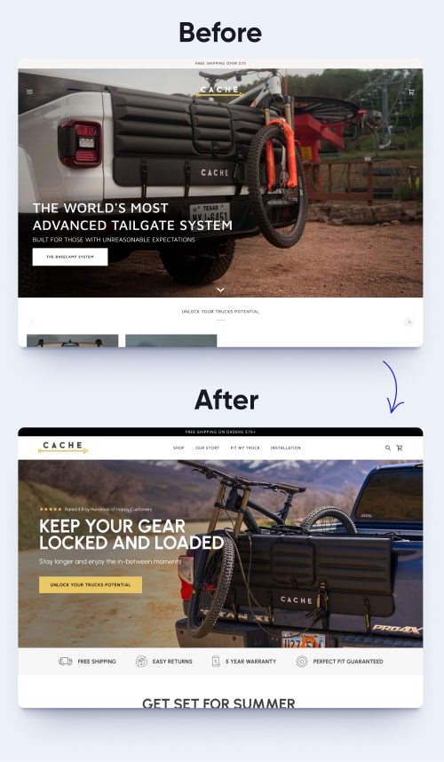 Hero redesign for Cache by Reciprocal