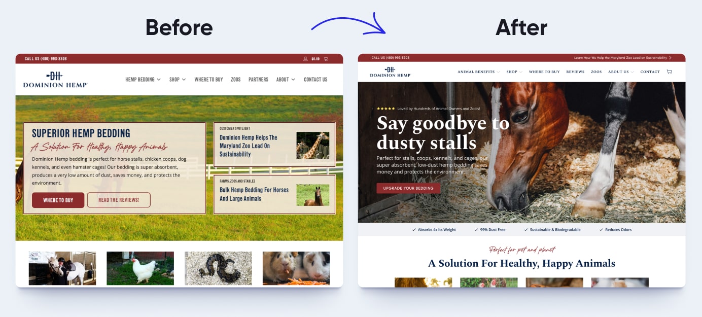 Hero redesign for Dominion Hemp by Reciprocal