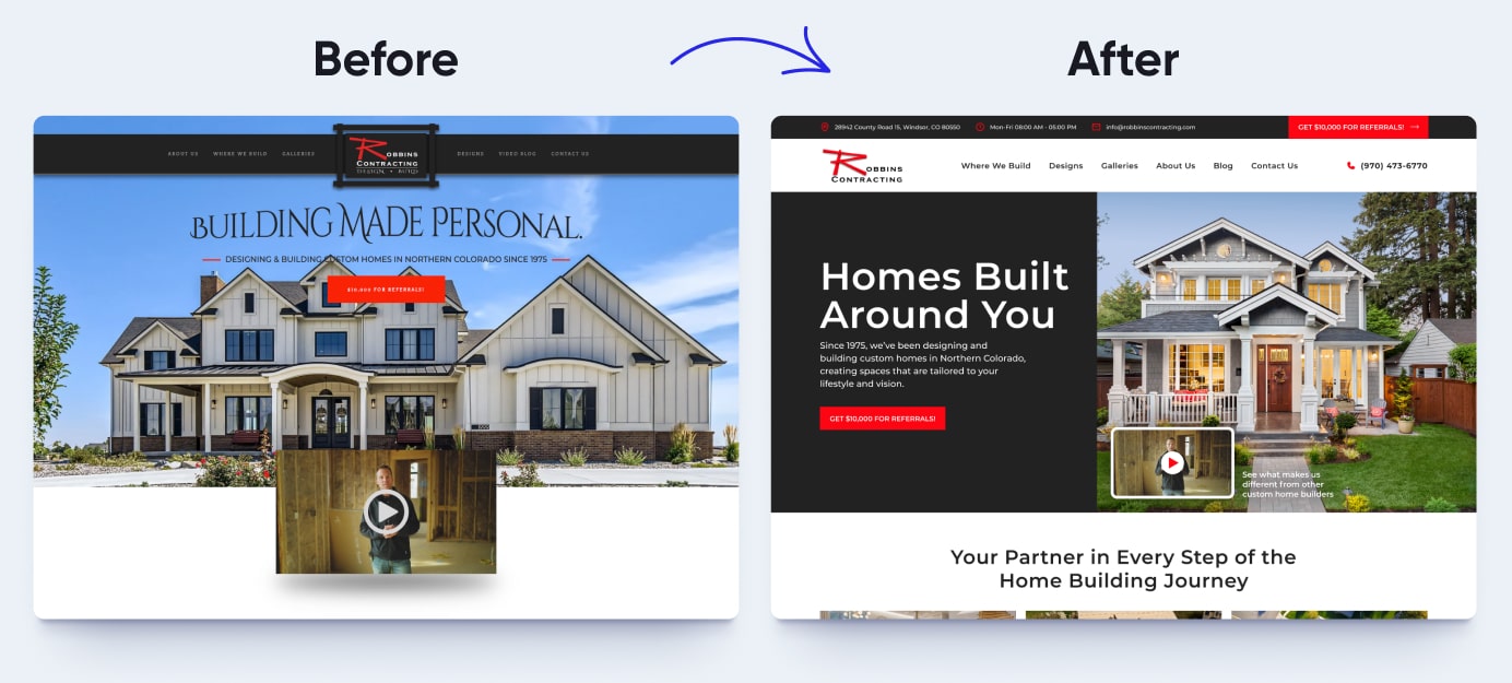 Hero redesign for Robbins Contracting by Reciprocal
